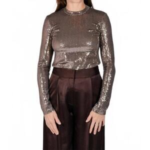 NEW SECULAR flora fitted crew top in bronze